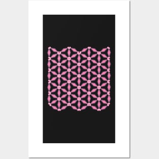 Pink and grey floral pattern Posters and Art